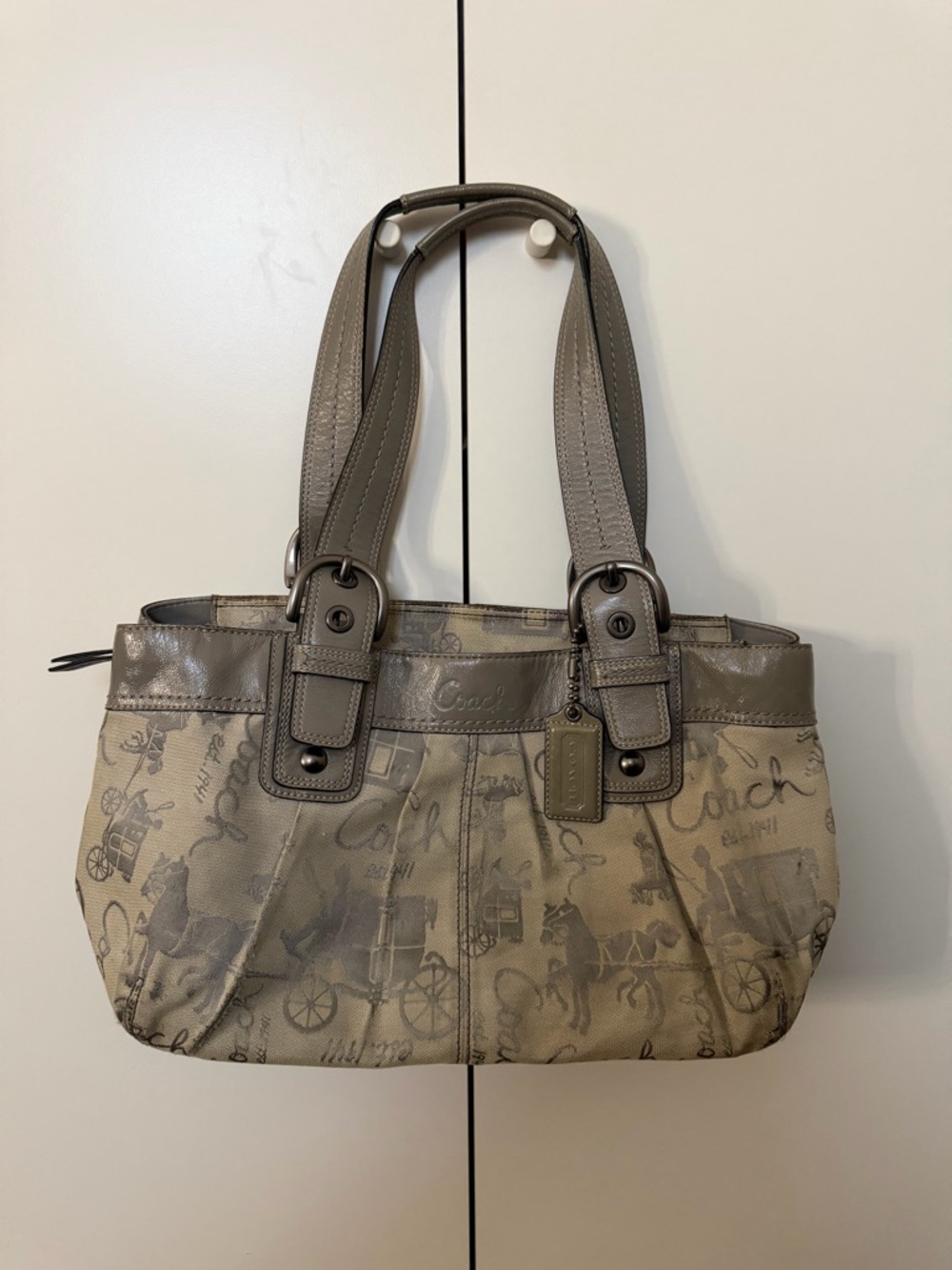 Coach Horse and Carriage Gray Signature Shoulder Bag